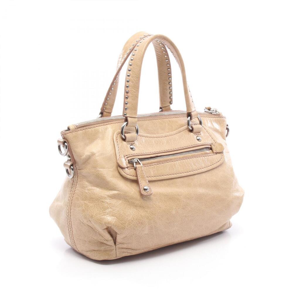 Miu Miu Handbag Leather Charm Beige Heart Tan
